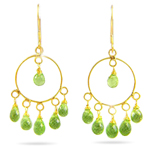 6.65 Cts AA Briolette Peridot Circle Earrings in 18K Yellow Gold 