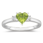 0.10 Cts Diamond & 1.74 Cts Peridot Ring in 14K White Gold