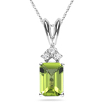 0.03 Cts Diamond & 0.61 Cts Peridot Pendant in 18K White Gold