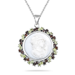 1.50 Cts Peridot & 1.50 Cts Garnet Cameo Pendant in Silver