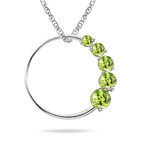 0.50 Cts AA Round Peridot Journey Circle Pendant in 14K White Gold