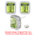 0.36 Ct Diamond & 7.20 Cts Peridot Stud Earrings in Platinum