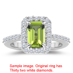 0.32 Cts Diamond & 1.55 Cts Peridot Ring in 18K White Gold
