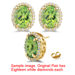 0.27 Cts Diamond & 1.82 Cts Peridot Earrings in 14K Yellow Gold