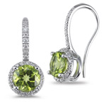 0.26 Cts Diamond & 2.70 Cts Peridot Earrings in 14K White Gold