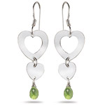 1.50 Cts Peridot Duet Heart Drop Earrings in Sterling Silver
