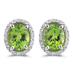 0.37 Cts Diamond & 5.05 Cts Peridot Earrings in 14K White Gold