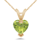 0.75-1.00 Cts 6 mm AA Heart Peridot Heart Shape Pendant in 14K Yellow Gold