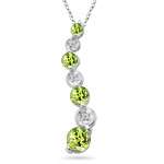 0.02 Cts Diamond & 1.00 Ct Peridot Journey Pendant in 14K White Gold