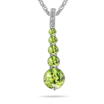 0.02 Cts Diamond & 2.00 Cts Peridot Journey Pendant in 14K White Gold