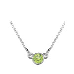 0.50 Cts Round Peridot Necklace in 18K White Gold