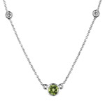 0.10 Cts Diamond & 0.50 Cts Peridot Necklace in 18K White Gold