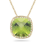 0.16 Cts Diamond & 2.00-2.59 Cts Peridot Pendant in 14K Yellow Gold