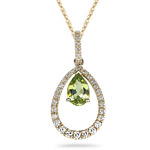 0.32 Cts Diamond & 1.10 Cts Peridot Pendant in 14K Yellow Gold