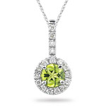 0.34 Cts Diamond & 0.85 Cts Peridot Pendant in 18K White Gold