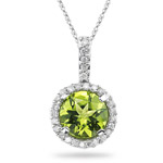 1/5 Cts Diamond & 1.72 Cts Peridot Pendant in 14K White Gold