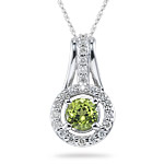 0.33 Cts Diamond & 0.85 Cts Peridot Pendant in 14K White Gold