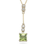 0.16 Cts Diamond & 1.65 Cts Peridot Pendant in 14K Yellow Gold