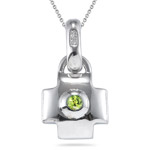 0.14 Cts of 3 mm AA Round Peridot Solitaire Pendant in Silver