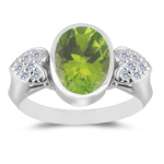 0.12 Cts Diamond & 2.75 Cts Peridot Ring in 14K White Gold