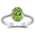 1.50 Cts of 10x8 mm AA Oval Peridot Solitaire Ring in 14K White Gold