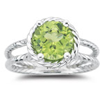 2.22 Cts of 8 mm AA Round Peridot Solitaire Ring in 14K White Gold