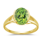 2.50 Cts of 10x8 mm AA Oval Peridot Ring in 14K Yellow Gold