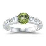 0.26 Cts Diamond & 1.50 Cts Peridot Ring in 14K White Gold