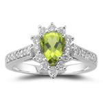 0.44 Cts Diamond & 0.70 Cts Peridot Ring in 18K White Gold