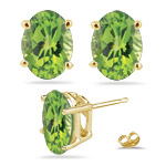 2.25-2.65 Ct 8x6 mm AA Oval Peridot Stud Earrings in 14K Yellow Gold