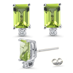 0.04 Ct Diamond & 0.70 Ct Peridot Stud Earrings in Platinum