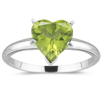 3.41 Cts Peridot Heart Solitaire Ring Platinum