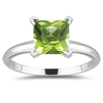1/2 Cts Peridot Solitaire Ring in Platinum