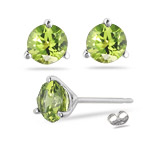 1/2 Ct 4 mm AAA Round Peridot Stud Earrings  Martini-set in 14KW Gold