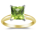 1/2 Cts Peridot Solitaire Ring in 18K Yellow Gold