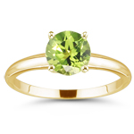 1/2 Cts Peridot Solitaire Ring in 14K Yellow Gold
