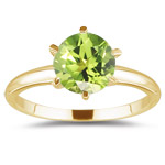 1/2 Cts Peridot Solitaire Ring in 14K Yellow Gold