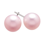 7-7.5 mm Pink Freshwater Cultured Pearl (AA) Earrings in 18K White Gold