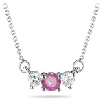 4 mm Pink Sapphire & 1/4 Cts Diamond Pendant in 18K White Gold