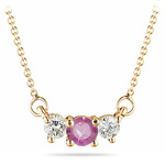 4 mm Pink Sapphire & 1/4 Cts Diamond Pendant in 18K Yellow Gold