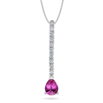 0.10 Ct Diamond & 0.75 Ct Pink Sapphire Drop Pendant in 18K White Gold