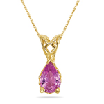0.51-0.56 Cts Pink Sapphire Solitaire Scroll Pendant in 14K Yellow Gold