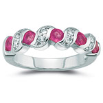 0.16 Cts Diamond & 1.00 Ct Pink Sapphire Ring in 14K White Gold