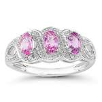 0.03 Ct Diamond & 1.00 Ct Pink Sapphire Ring in 14K White Gold