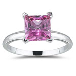 1.30 Ct 6 mm AA Princess Pink Topaz Solitaire Ring in 14K White Gold