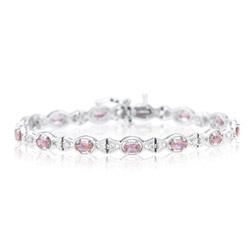 0.39 Cts Diamond & 3.01 Cts Pink Tourmaline Bracelet in 14K White Gold