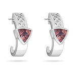 1.33 Cts of 6 mm Trillion Pink Tourmaline Earrings in 10K White Gold