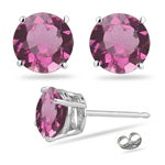 0.90 Cts of 5 mm AA Round Pink Tourmaline Stud Earrings in 14K White Gold