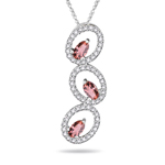0.60 Cts Diamond & 0.75 Cts Pink Tourmaline Pendant in 14K White Gold