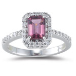 1/4 Ct Diamond & 1 Ct AAA Pink Tourmaline Ring in 18K White Gold